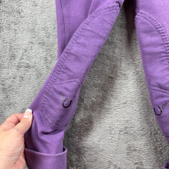 TuffRider Girl Embroidered Pull-On Riding Pants Breeches Purple Size 8 J106 - Picture 3 of 9